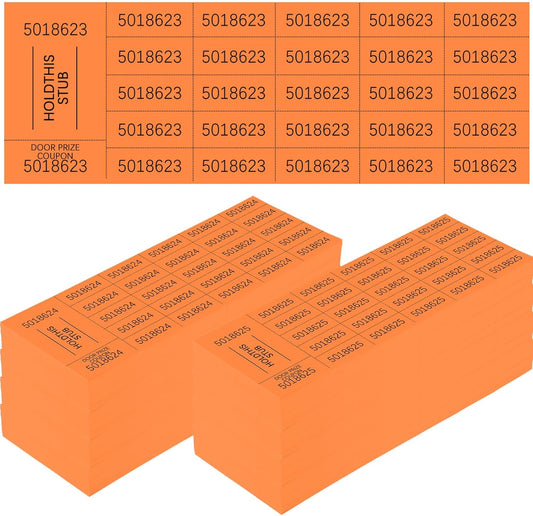 Kosiz 1000 Sheets 25 Bid Raffle Ticket Numbers - Chinese Auction Ticket Sheets for Silent Auctions, Events & Church (Orange)
