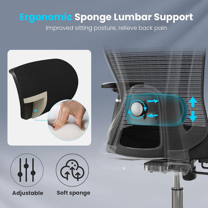 Farini Office Chair Ergonomic Desk Chair, High Back Computer Chair with Wheels, Home Sutdy Chair for Heavy People, Office Chair Adjustable Seat Depth, 3D Armrests and Adjustable Headrest, Black