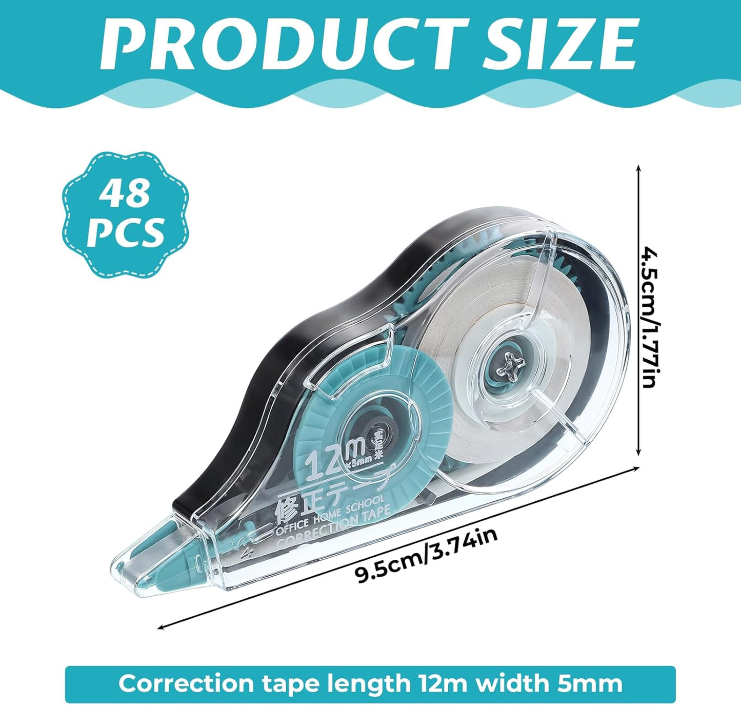 simarro 48 Pack White Correction Tape, 0.2 Inch x 39.4 Feet Easy To Use Classroom Correction Tape Wipe out Applicator Translucent Dispenser Shows for School Office Note Journal