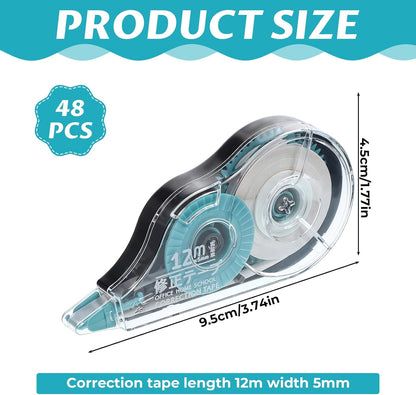 simarro 48 Pack White Correction Tape, 0.2 Inch x 39.4 Feet Easy To Use Classroom Correction Tape Wipe out Applicator Translucent Dispenser Shows for School Office Note Journal