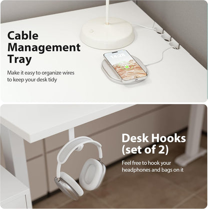 Agilestic L-Shaped Standing Desk Adjustable Height, Electric Corner Standing Desk, Sit Stand Up, 75x61 inch Sit Stand Computer Table, White