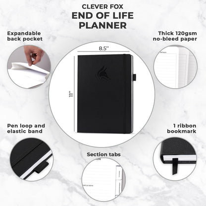 Clever Fox End of Life Planner – Final Arrangements Organizer for Beneficiary, Will Preparation, Last Wishes & Funeral Planning, A4 (Black)