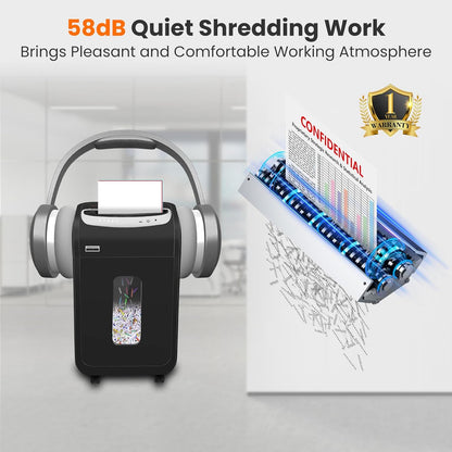 Paper Shredder for Home Office Heavy Duty with 60 Mins Running with US Patented Cutter,Shred CD/Card with Extra Large Bin,AUTO Jam Proof(ETL) (25-Sheet Cross Cut)