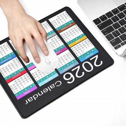Mouse Pad with Non-Slip Rubber Base, Waterproof Computer Mousepad with Stitched Edges, Mouse Pads for Computers, Laptop, Gaming, Office & Home, 9.5 x 7.8 in (White Calendar 2026)