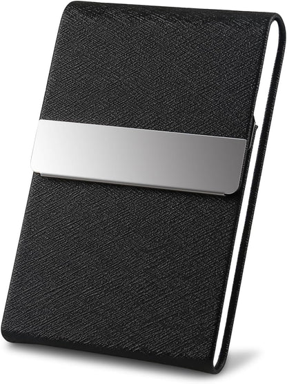Professional Business Card Holder, Pocket Business Card Case for Women & Men, PU Leather Multi Card Case, Credit Card Wallet, Name Card Holder with Magnetic Closure