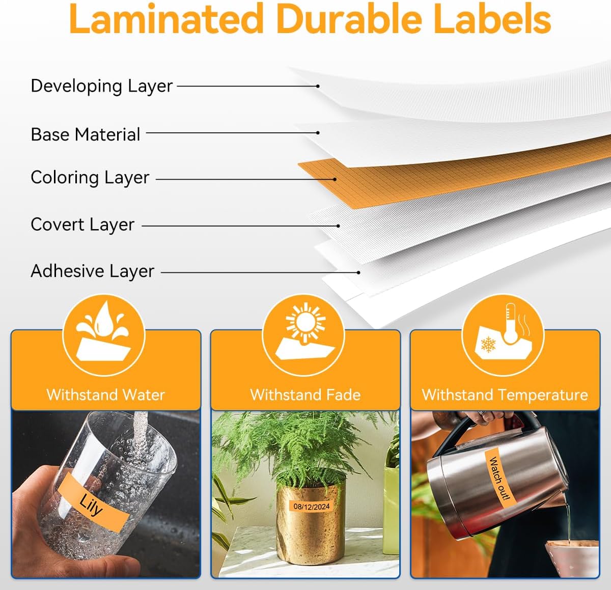 18mm Label Tape Orange Replace for Brother TZe-B41 3/4" (0.7") TZe TZ Tape Laminated 18mm Compatible with Brother P Touch PTD400 PTD410 PTD600 PT2730, TZeB41 Black on Fluorescent Orange