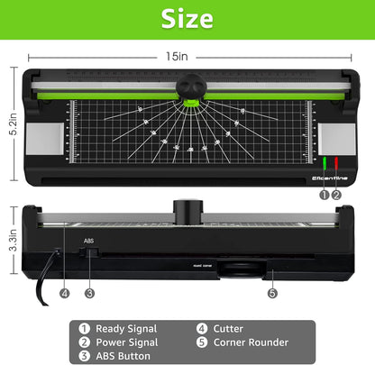 Laminator Machine for A3/A4/A6, Thermal Laminating Machine for Home Office School Use with 50 Pouches, Paper Trimmer and Corner Rounder (Green)