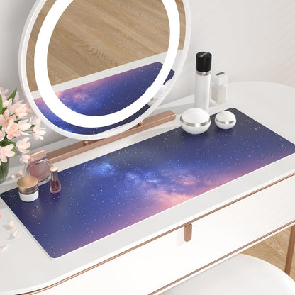 QIYI Desk Pad, Galaxy PU Leather Desk Blotter Protector, Waterproof Computer Desk Mat, Keyboard Mouse Pads, Non Slip Base Home & Office Accessories, Extended Large Size 31.5" x 11.8" - Starry Sky