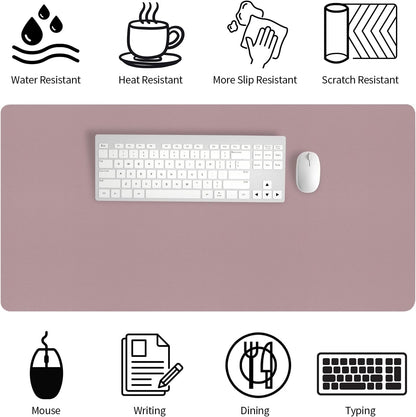 Bloss Pink Desk Mat, Large Mouse Pad, Non-Slip Desk Protector Mat, Leather Desk Blotter, Waterproof Desk Pad for Make Up Desk/31.5×15.7 Inch