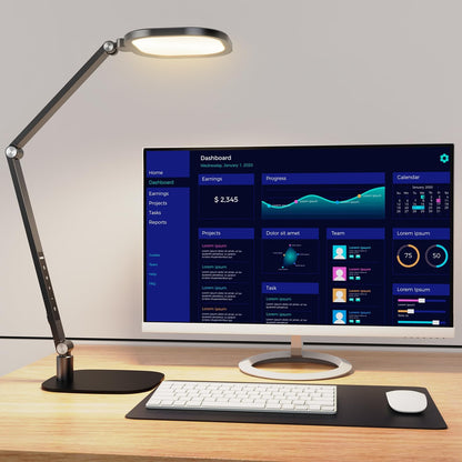 LED Desk Lamp for Home Office, Desk Light for Video Call, 3 Color Temperature 10 Brightness Computer Light, Dimmable Led Desk Light with Memory & Timer Func, Metal Swing Arm Table Lamp