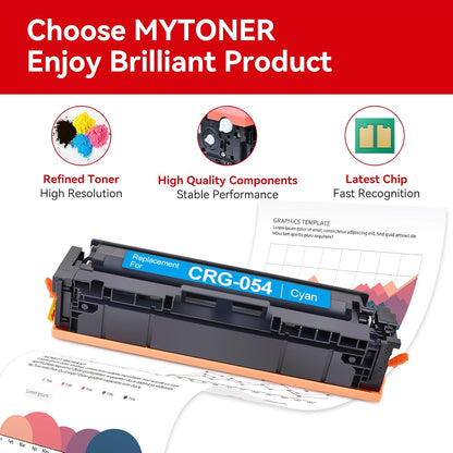 MYTONER 054 Remanufactured Toner Cartridge Set Replacement for Canon 054 054H CRG-054 for Color imageCLASS MF644Cdw MF642Cdw LBP622Cdw MF641Cw Printer 4 Pack High Yield Ink (Black Cyan Yellow Magenta)