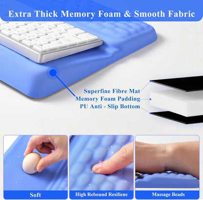 Ergonomic one-Piece Computer Keyboard Stand with Wrist Rest for Desktop Offers Two Support Angles. Silky Lycra Surface and Memory Foam Comfortable Hand Support (Purple Star)