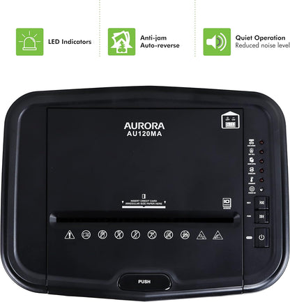 Aurora AU120MA 120-Sheet Auto Feed High Security Micro-Cut Paper Shredder / 30 Minutes (Black)