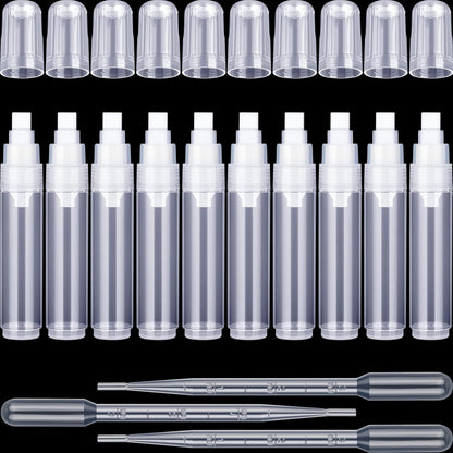 Sabary 10 Pcs Refillable Paint Markers 10 mm Empty Acrylic Markers Blank Flat Head Graffiti White Fillable Paint Pen with 5 Pcs 3 ml Dropper for Oil Water Ink Art Painting Craft Kit