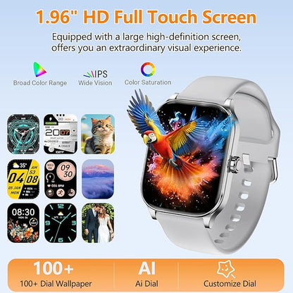 Smart Watch for Women Men with Text and Call, 2025 New AI Smartwatches with Heart Rate/SpO2/Sleep/Stress Monitor, 100+ Sports Modes, GPS Fitness Watches Compatible with iOS/Android (GPS, Silver)