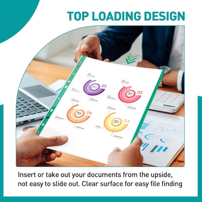 Sheet Protectors, PANDRI 500 Pack Color Heavy Duty Plastic Page Protectors Sheet Reinforced 11-Hole Fit for 3 Ring Binder Fits Standard 8.5 x 11 Paper, 9.25 x 11.25 Top Loaded, Excluding Acid