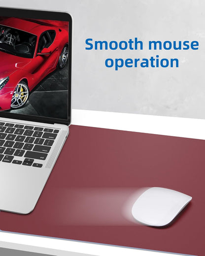 Leather Desk Pad Protector,Mouse Pad,Office Desk Mat, Non-Slip PU Leather Desk Blotter,Large Desk mat,Waterproof Keyboard mat for Office/Home/Decor (Burgundy Red,55" x 17")