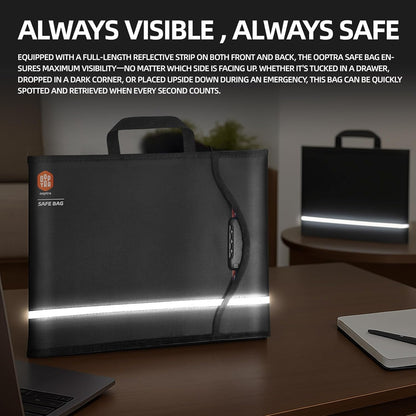 Fireproof Document Bag (Black) – Waterproof Zipper & Lock – for Home, Office & Travel – Holds Files, Cash, Passport, Valuables – Fire & Water Resistant