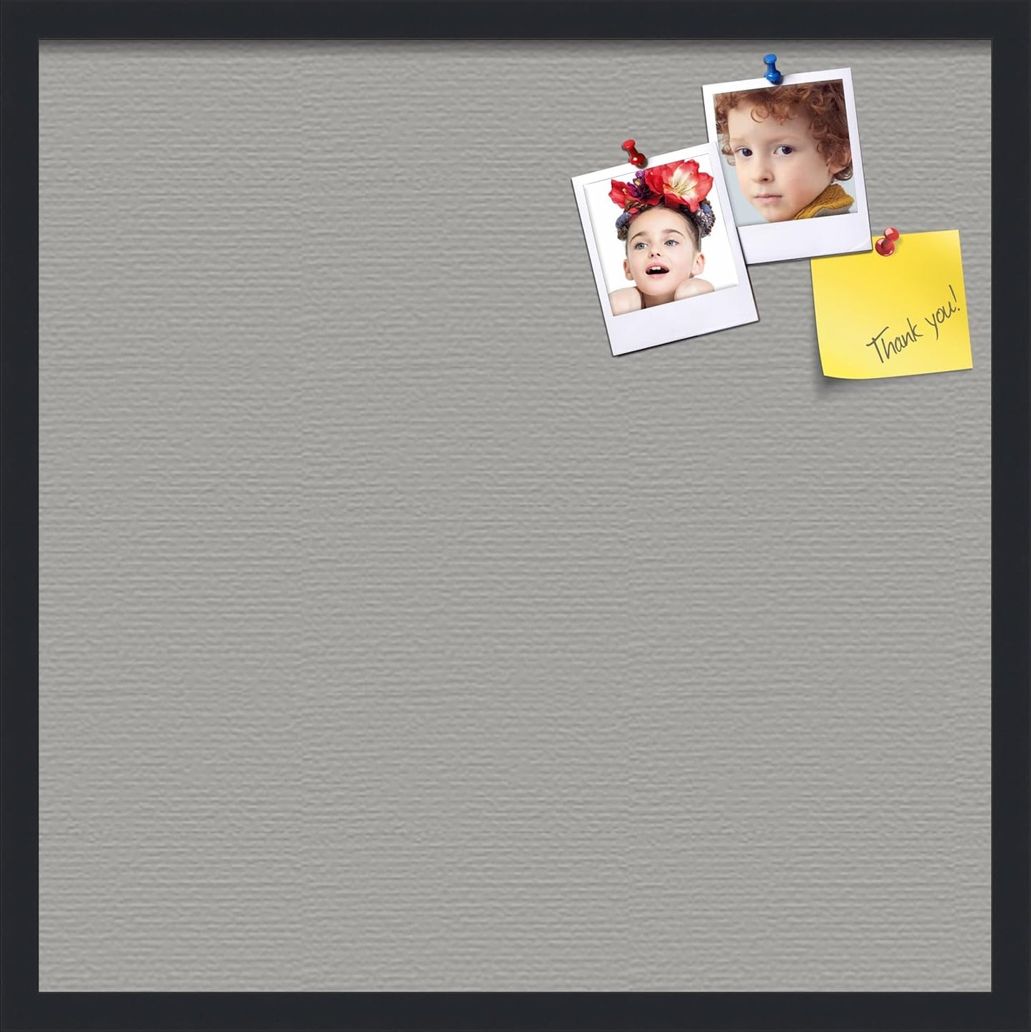 PinPix 24x24 Inch Cork Bulletin Board. This Decorative Framed Pin Board Comes with Dark Stone Design and a Satin Black Frame. Ideal for Home Office Decor or Message Board (PinPix-1808)