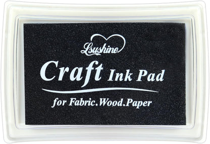 Craft Ink Pad for Rubber Stamps, Paper, Wooden, Fabric, Scrapbooking, Non-Toxic Finger Ink Pads for Kids (Black)