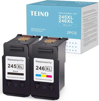 TEINO 245XL Ink Cartridge Replacement for Canon Ink 245 and 246 245XL 246XL Combo Pack for PIXMA MX490 MX492 MG2522 TR4520 MG2520 MG2922 TS3322 TS3122 Printer PG 245 and CL 246 (Black Tri-Color)