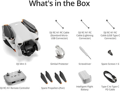 DJI Mini 3, Drones with Camera for Adults 4K, 38-min Flight Time, up to 32800ft (10km) Video Transmission, True Vertical Shooting, GPS Auto Return Integrated, Mini Drone with Camera for Beginners
