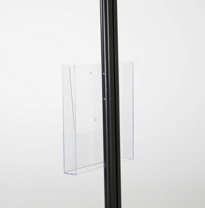 M&T Displays Free Standing Aluminum Display Stand Single Sided Document Brochure Sign Holder Front Loading Portrait Landscape Black Snap Frame 1x(11x17) and Clear Acrylic Pocket 1x(8.5x11) Inch