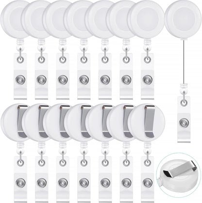 Zonon 100 Pieces Retractable Badge Reel Clips ID Card Holder Reel with Metal Belt Clip for Hanging Cards Key Chains, Name Badge Holders for Nurses Teachers Students(White)