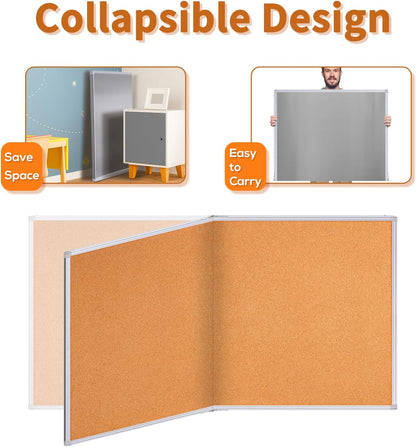 maxtek Large Cork Board 96 x 48 in, Bulletin Board for Walls, 8'x 4' Extra Aluminum Framed Corkboard, Foldable Wall Mounted Back to School Pin Memo Notice Cork Board for Office, Home Wall Display