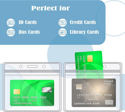 Zonon 150 Pcs Name Badge Holders Clear Plastic ID Card Name Tag Holders Badge Sleeves Horizontal Waterproof Transparent PVC Sleeve Cover Pouch for Office School Travel(4.13 x 3.54 Inch)