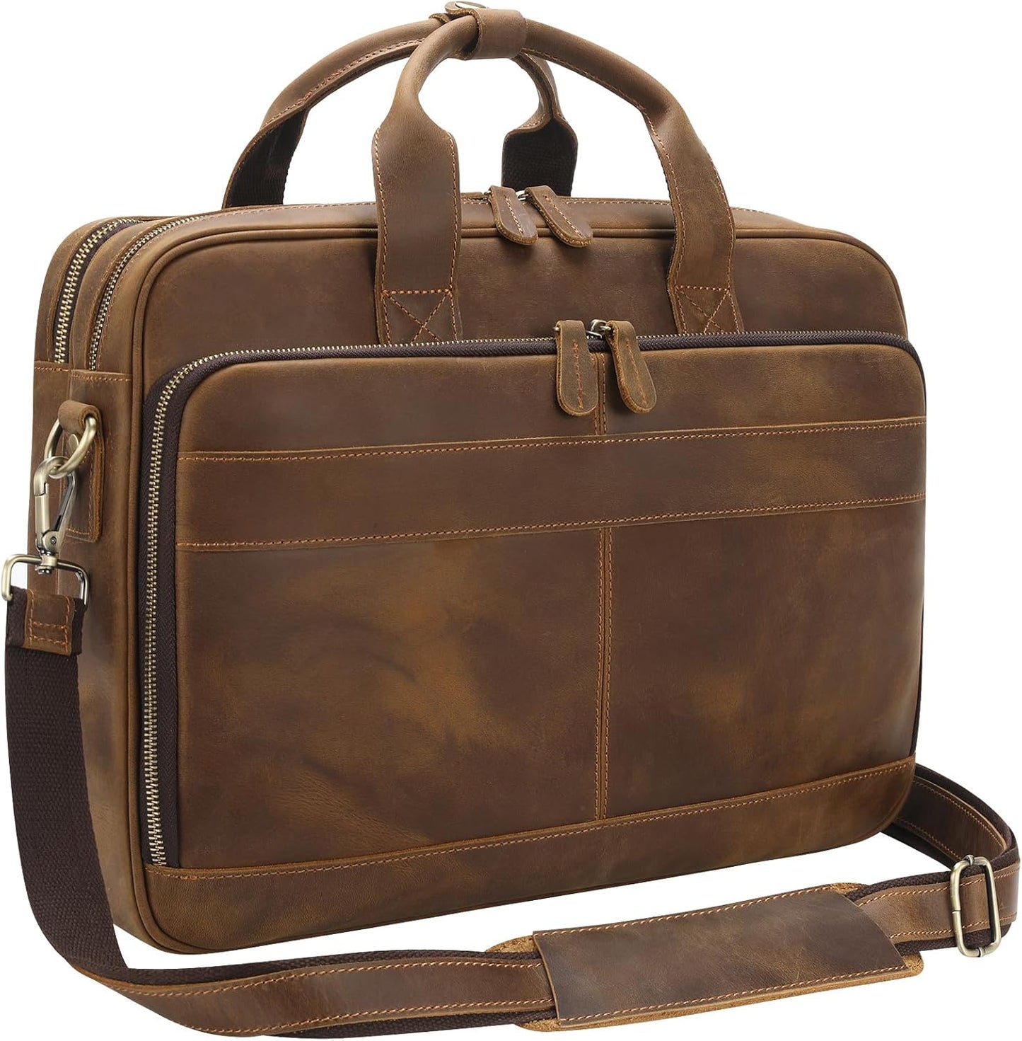 Jack&Chris Leather Briefcase for Men,Business Travel Laptop Messenger Bags