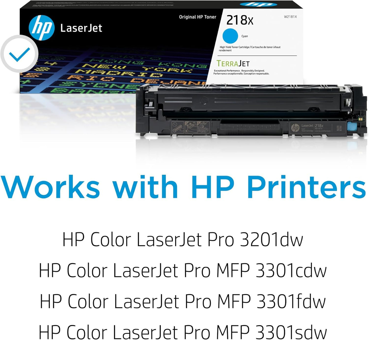 HP 218X Cyan High-Yield Toner Cartridge | Works with Color Laserjet Pro 3201, MFP 3301 Series | W2181X