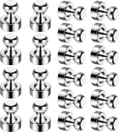 24Pack Strong Fridge Magnets - Small Push Pin Magnets for Whiteboard, Classroom, Office, Refrigerator