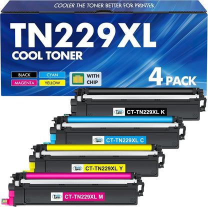 TN229 TN229XL 229XL MFC-L3780CDW Toner Cartridges: Compatible for Brother TN229XL TN229 TN 229 229XL HL-L3220CDW HL-L3280CDW MFC-L3720CDW HL-L3300CDW HL-L3295CDW Printer 229XL Toner Cartridges 4 Pack