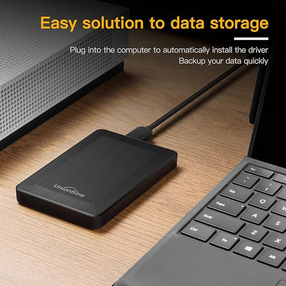UnionSine 2.5" Portable External Hard Drive 1TB, USB 3.0 Type-C HDD Storage Compatible for PS4, Xbox, PC, Mac, TV, Desktop, Laptop(Black) HD3513