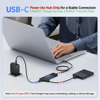 Acer USB Hub 4 Ports, Multiple USB 3.0 Hub, USBA Splitter for Laptop with Type C Power Port, Extender for A Port Laptop, PC, Desktop and More (0.7ft)