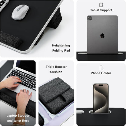 Lap Desk for Laptop with Cushion,Folding Laptop Desk for Bed,Bed Desk,Portable Computer Lap Desk,23.62"*15.74",Black