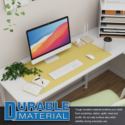 K KNODEL Large Office Leather Desk Mat, Mouse and Keyboard Pad, Computer and Laptop Mat, Desktop Protector and Cover, Writing Pad and Blotter (31.5"x15.7", Yellow)