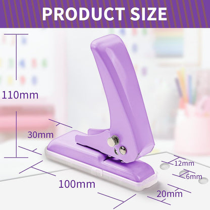 Single Hole Punch, 40 Sheets Punch Capacity, Kaluofan Hole Puncher Single, Small Hole Punch with Non-Slip Removable Base, One Hole Puncher for Crafts, Scrapbooks, Paper, Chipboard (Purple)
