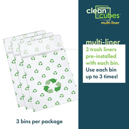 | 30 Gallon Multi-Liner Disposable Trash Cans (3-Pack) - Reusable Garbage and Recycling Bins for Parties, Events, and More (Recycle)