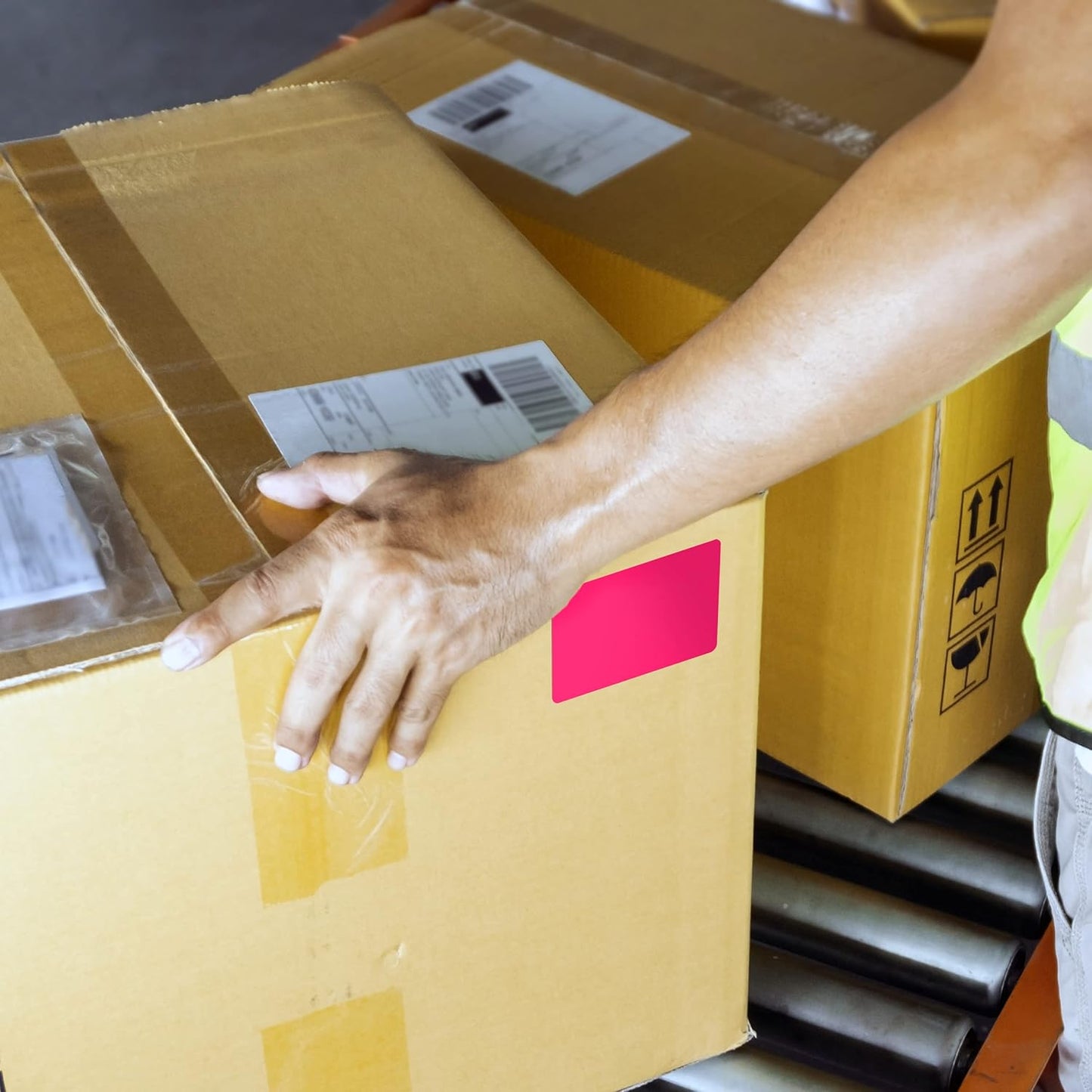 Kenco Color Coding 3 X 5 Rectangle Labels, Inventory Control Stickers 500 Labels Per Roll, Made in The USA (Fluorescent Pink)