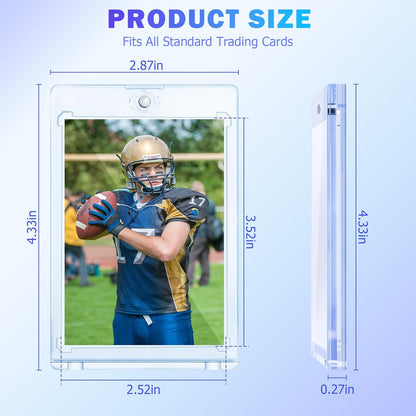 24ct Magnetic Card Holder for Trading Cards, 35 PT Clear Trading Card Sleeves, Hard Plastic Baseball Card Protectors, for Collectible, TCG, MTG, YUGIOH, Football, Sports Cards