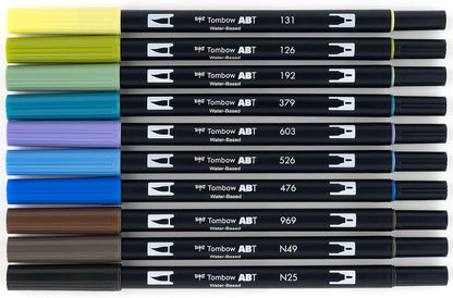 Tombow 56169 Dual Brush Pen Art Markers, Landscape, 10-Pack. Blendable, Brush and Fine Tip Markers