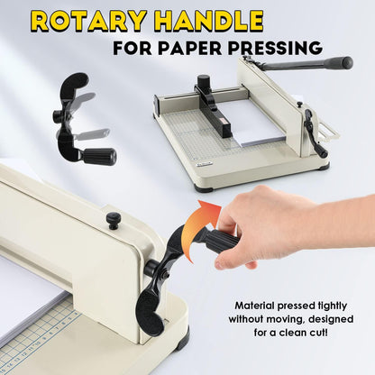 CGOLDENWALL Heavy Duty Paper Cutter A4 12" Paper Guillotine Cutter, Max. 400 Sheets, 0.02mm Cutting Accuracy, Suitable for Offices Production Leather Fabrics