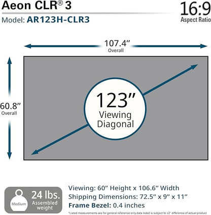 Elite Screens Aeon CLR3 123" UST ALR Projector Screen, 16:9 4K Ultra HD, 90% Ceiling Light Rejecting, Edge-Free Fixed Frame, Grey Screen for Indoor Home Theater & Movies – AR123H-CLR3