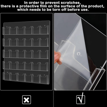 Acrylic Brochure Pamphlet Holder - Clear Display Stand with Multi Slot Rack, Wall Mount Pocket for Literature Menu Document Flyer Advertise Supplies (30 Pockets)