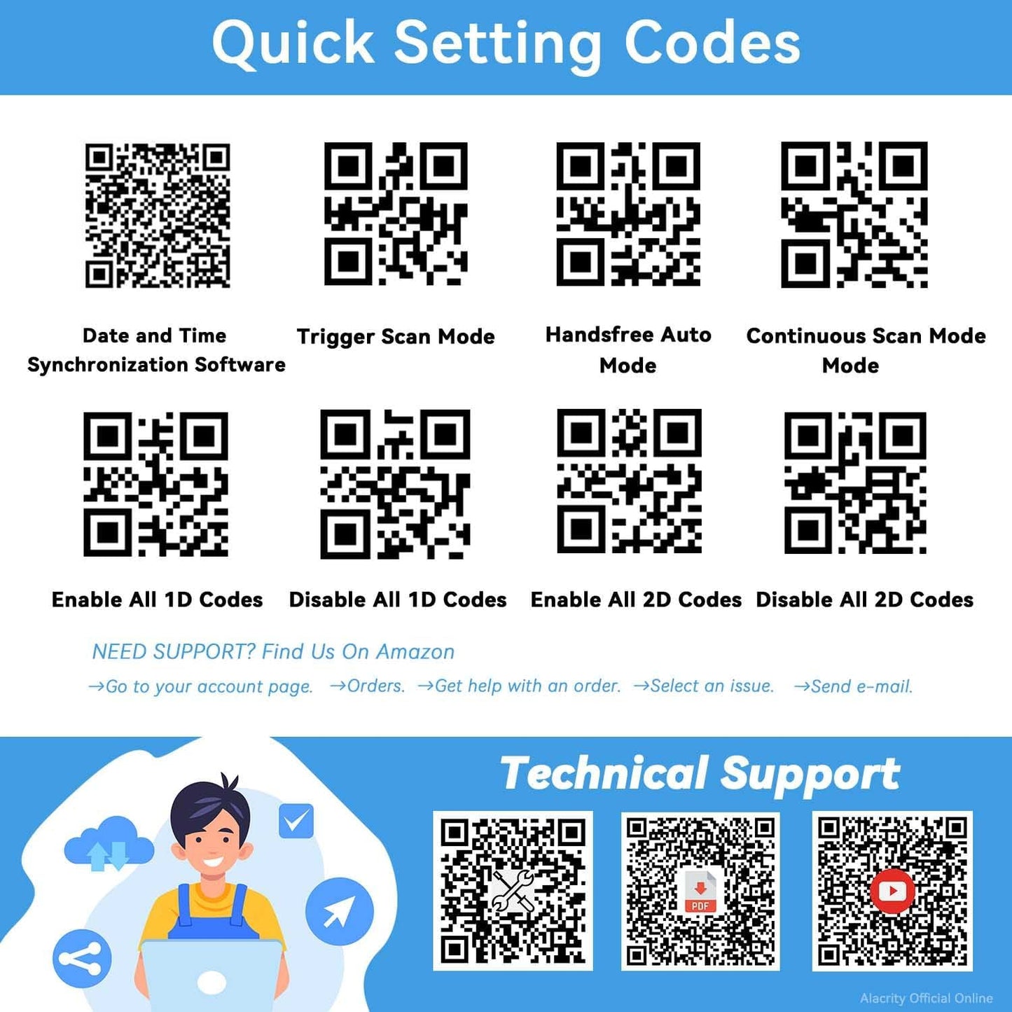 Alacrity Wireless Charging Barcode Scanner with Display Screen, 1D/2D Symbologies, Global Shutter Sensor, Long-Distance 433MHz Wireless & Bluetooth Connectivity, Industrial Shock and Dust-Proof, Green