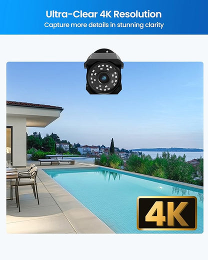 ZOSI 4K 16CH PoE Security Camera System, 16 x 8MP PoE IP Camera Outdoor Indoor with Human Detection, 100ft IR Night Vision, IP66 Weatherproof, 4K 16CH H.265+ NVR with 4TB HDD for 24/7 Audio Recording