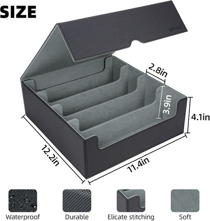 AFIING Trading Card Storage Box, MTG Deck Box with 48 Dividers & Supporters, Commander Card Deck Case Fits for Magic Game Cards, YugiOh, TCG, baseball and Sport Cards, Black Grey 3200+