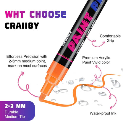 Green Paint Pens Paint Markers - 8 Pack Permanent Quick Dry Waterproof Marker Pens for Rocks Wood Fabric Plastic Canvas Glass Mugs Metal Tire Stone